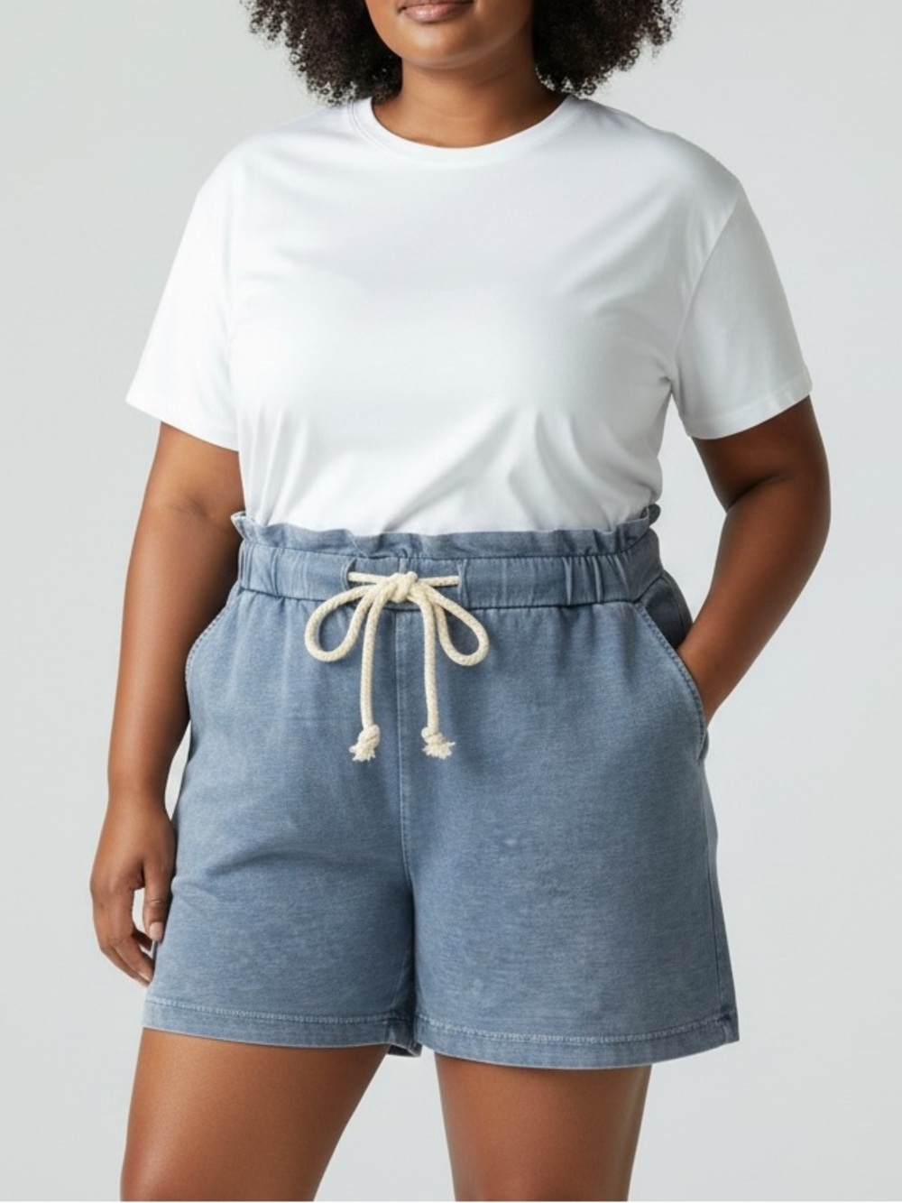 Jane + Delancey Paperbag Waist Shorts Light Blue